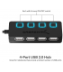 SABRENT USB Hub, Adaptador USB 2.0, extensión USB con interruptores ON/Off adecuados