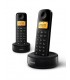 Teléfono Inalámbrico Philips D1602B/34/ Pack DUO/ Negro